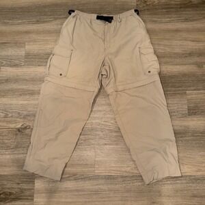 REI Sahara Convertible Cargo Pants Mens Tan Nylon Hiking Zip Off Trousers